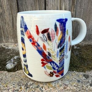 Anthropologie Petal Palette Monogram N Mug by Starla M Halfmann 14oz Watercolor